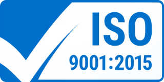 ISO 9001:2015 certification badge for quality management standards.